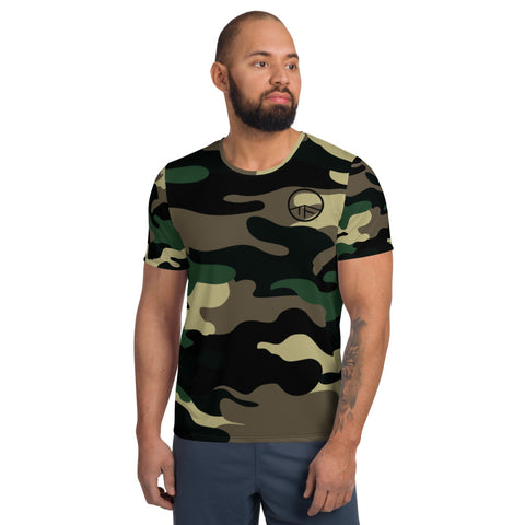 0121C - OTF Blk Logo on Men's Short-Sleeve FOREST Camouflage Men's Athletic T-shirt JC-1 SPECIAL EDITION