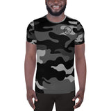 0121B - OTF Blk Logo on Men's Short-Sleeve B&W Camouflage Men's Athletic T-shirt JC-2 SPECIAL EDITION