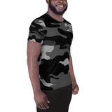 0121B - OTF Blk Logo on Men's Short-Sleeve B&W Camouflage Men's Athletic T-shirt JC-2 SPECIAL EDITION