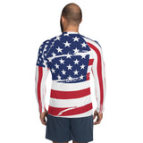 0121A - OTF Blk Logo AMERICAN FLAG Men's Long-Sleeve Rash Guard shirt JC-3 SPECIAL EDITION