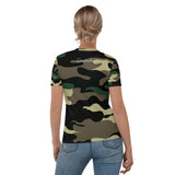 0123B - OTF Wht-Logo LOCKED & LOADED Camouflage Women's Short Sleeve T-shirt