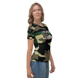0123B - OTF Wht-Logo LOCKED & LOADED Camouflage Women's Short Sleeve T-shirt