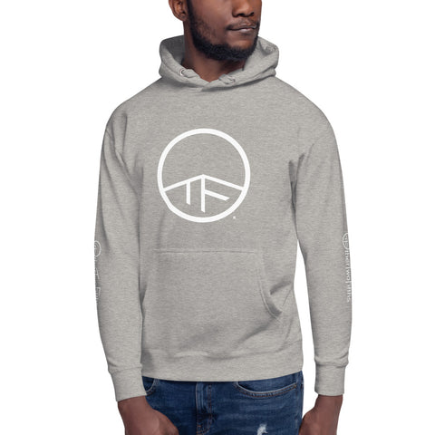 0114 - OTF Wht-Logo Unisex Premium Hoodie (Pull-Over/Pouche (in Various colors) w/ Logo on sleeves