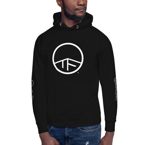 0114 - OTF Wht-Logo Unisex Premium Hoodie (Pull-Over/Pouche (in Various colors) w/ Logo on sleeves